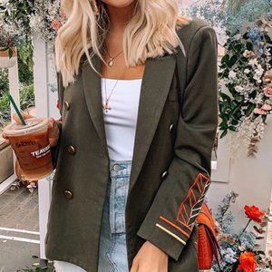 Valencia Embroidery Double Breasted Jacket-3 Color